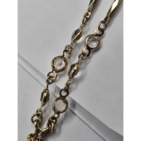 Vintage Signed MONET Gold‑Tone Marcasite Rhinestone Pendant Necklace Earring - Picture 4 of 11